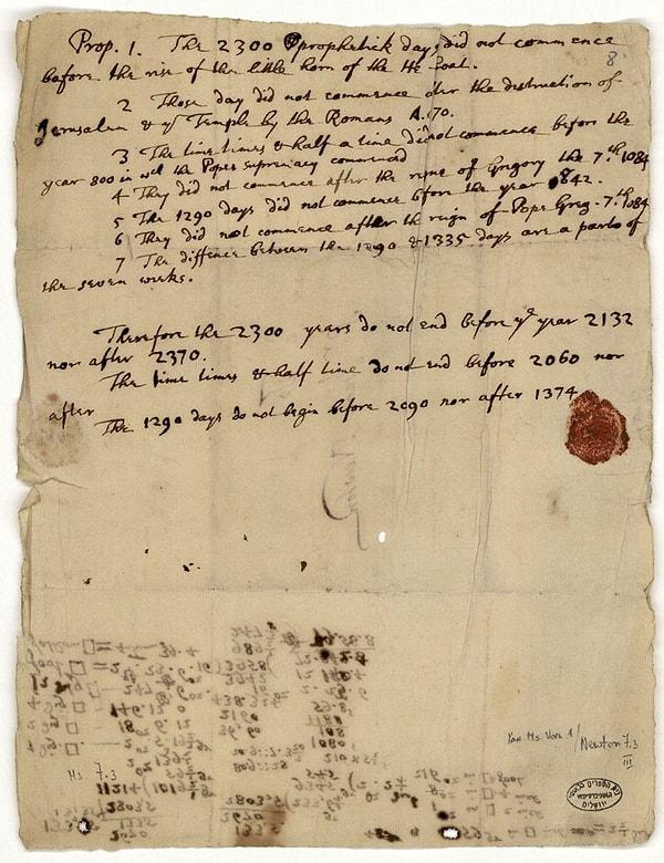 Yayınlanan mektup (belge), Newton'un kıyametin 2060 yılında kopacağını tahmin ettiğini gösteriyor.