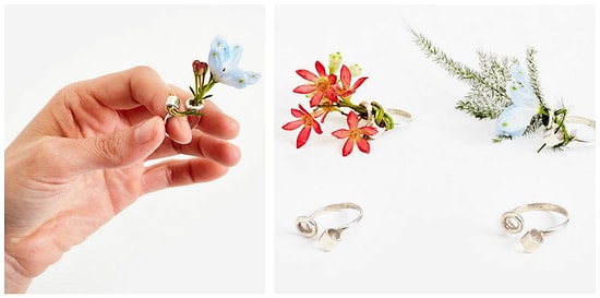 Дизайнерское кольцо с живыми цветами: будто весна на вашем пальце!