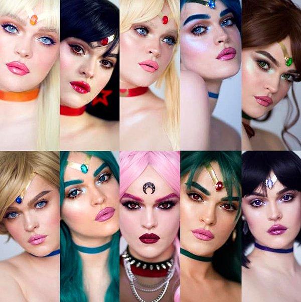 Instagram'da @Picturresque hesabıyla tanınan profesyonel makyaj artisti Regina, kendisini birisi değil, ikisi değil, bütün Ay Savaşçısı karakterlerine dönüştürmeye karar verdi.