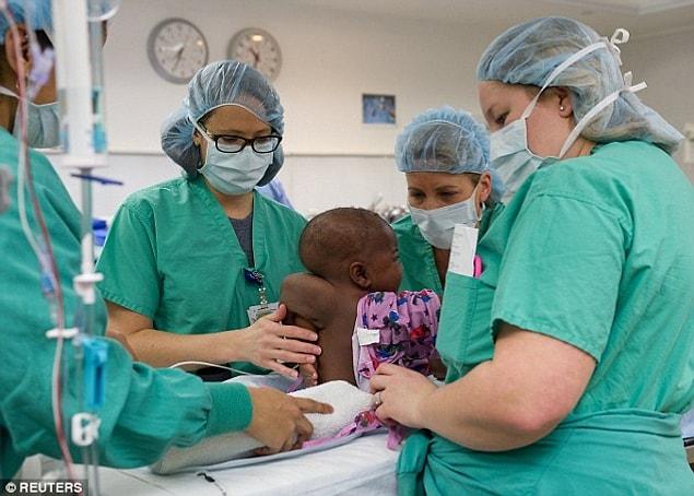 Dominique recently underwent a six-hour procedure involving five surgeons at the Advocate Children's Hospital in Park Ridge, Illinois, on March 8th.