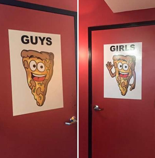 17. Pizza slice identified waving people: Girls. Someone got gender studies very right.