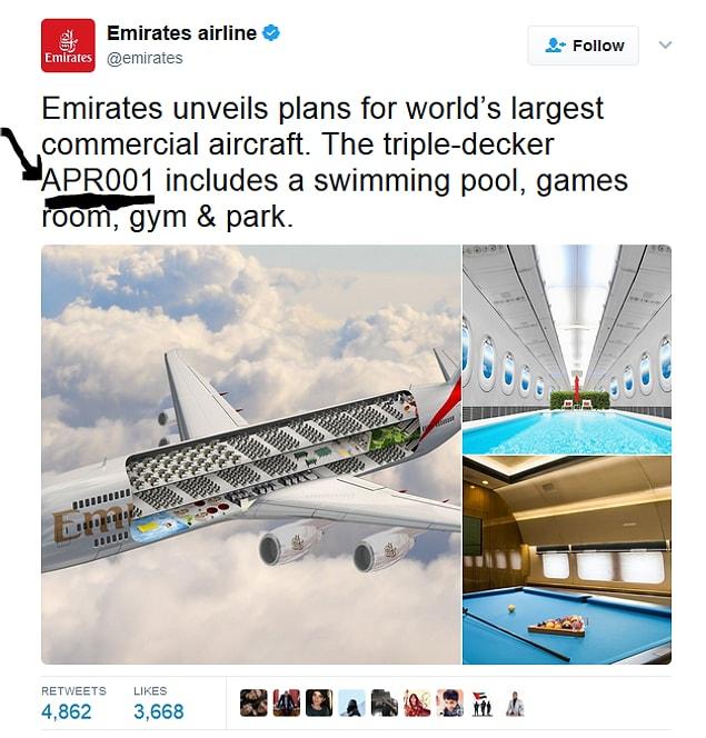 4. Emirates wants to build an airplane with a swimming pool and gym.