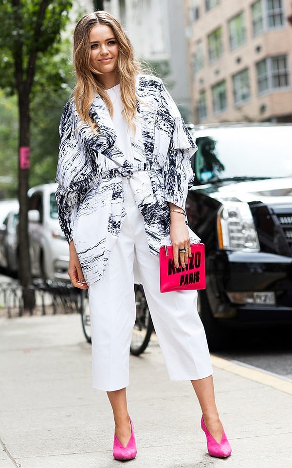 8. Кюлоты прекрасно сочетаются с рубашкой.