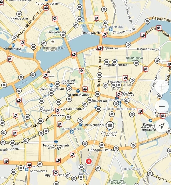 Так выглядел навигатор в Петербурге вчера.