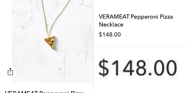19. $148 за кулон в виде пиццы. Если вы так сильно любите пиццу, то лучше купить настоящую и носить ее на шее 🍕
