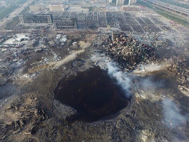 12. Image of the post-explosion area in China's Tianjin region in 2015.