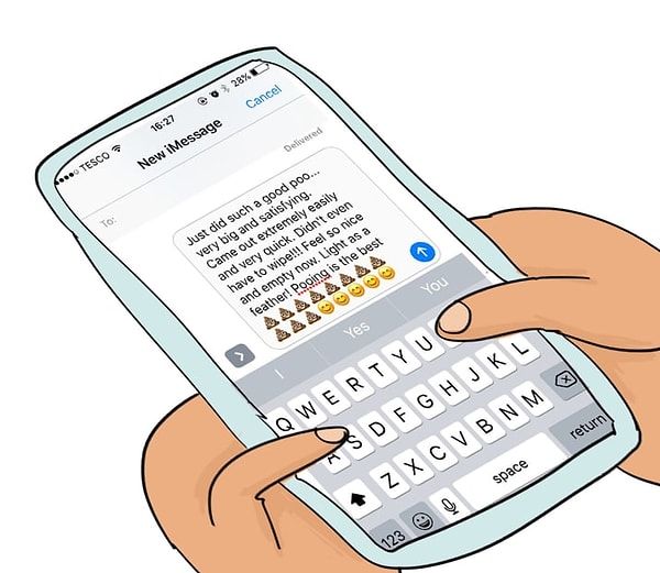 6. Когда вы впервые описываете в подробностях свой поход в туалет в сообщении