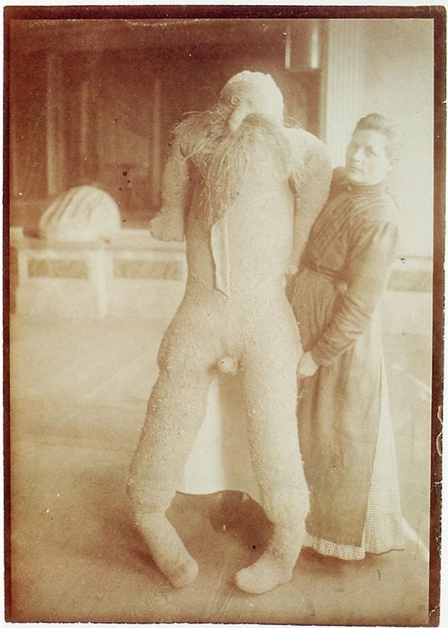 9. Katharina Detzel, a mental patient who built her own man out of the straw in her bed, 1910.