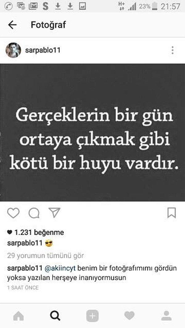 5. Boşanma sürecinde hakkında aldatma iddiaları ortaya atılan Levendoğlu, bu haber üzerine Instagram'dan oldukça manidar bir paylaşım yaptı.