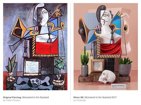 Picasso da yaşamı boyunca yüzlerce heykel yapmış olsa da Omar Aqil'in kişisel dokunuşları Mimik projesinde açıkça görülüyor.