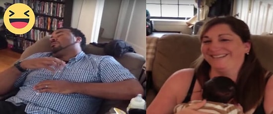 Yorgunluğa Yenik Düşerek Uykuya Dalan Taze Babanın Aşırı Sempatik Anları