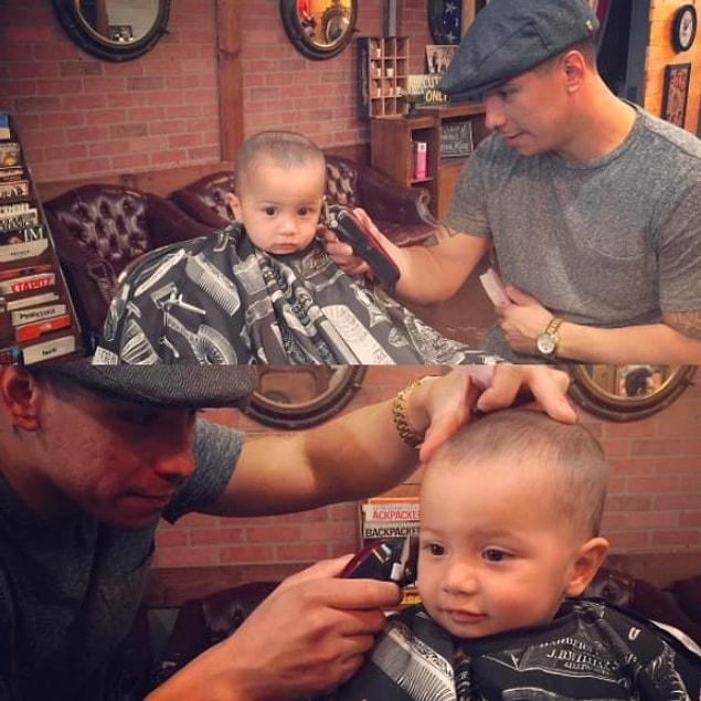 6. This little guy's dad is actually a professional barber.