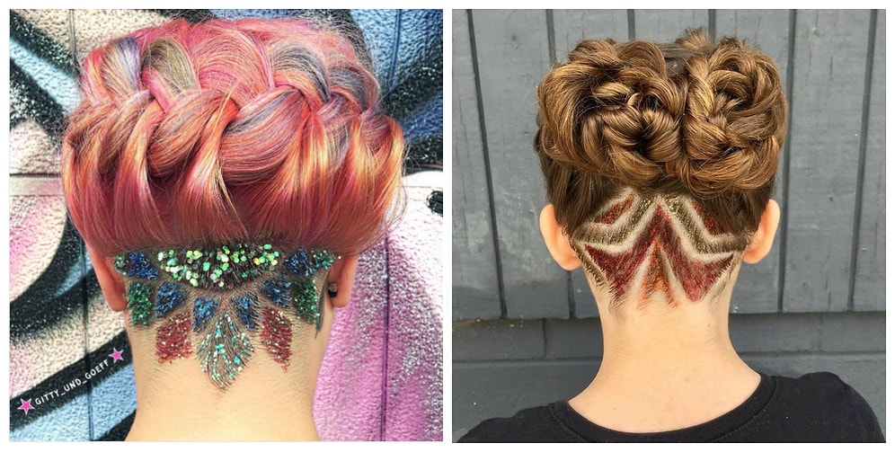 Новый бьюти-тренд: Узоры с блестками для выбритых затылков и висков