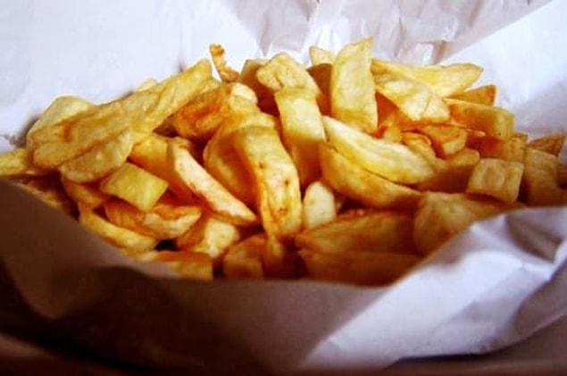 4. Chip shop chips served open and eaten on the walk home.