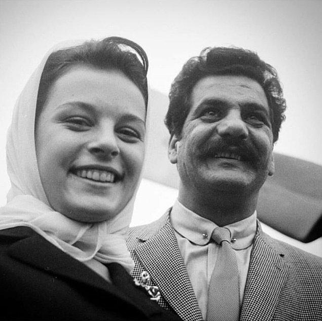 24. Hülya Koçyiğit ve Erol Taş, 1963 yapımı Susuz Yaz setinde.
