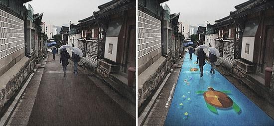 Colorful Murals Appear On Roads Only When It Rains!