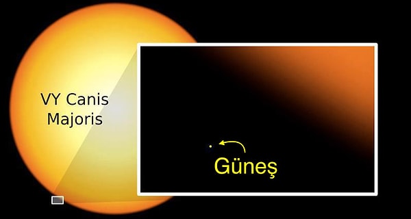 6. VY Canis Majoris o kadar büyük ki, onu Güneş’in yerine koysaydık, Jüpiter’in yörüngesini bile doldururdu.