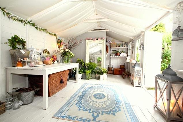 7. This airy shed, which the owner, a floral designer, uses to create arrangements for wedding clients.