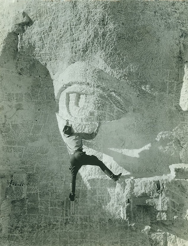 34. Eye of one of the famous sculptures on Mount Rushmore. | 1930's