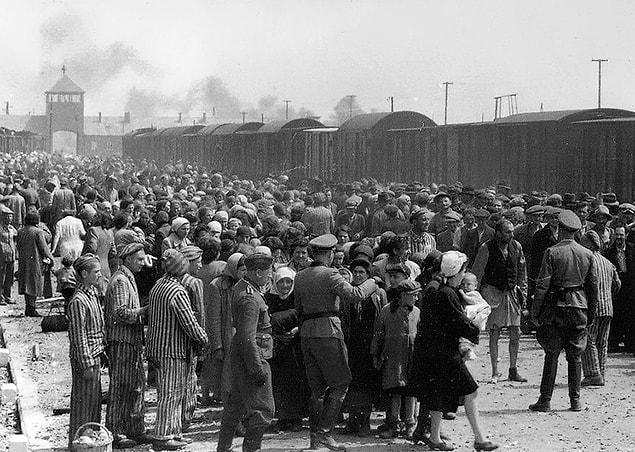 38. Hungarian Jews, being selected by the Nazis to be taken to the gas chambers in the Auschwitz Concentration Camp. | 1944