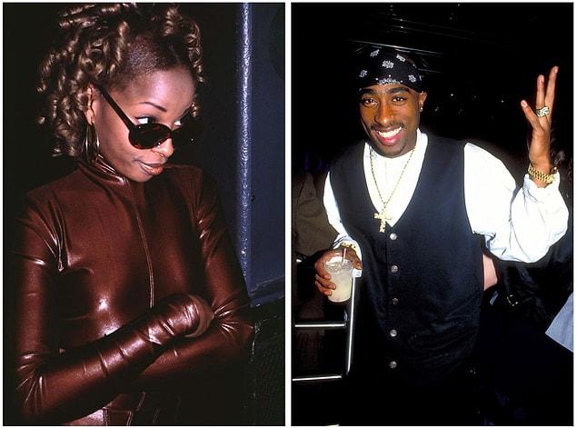 13. Mary J. Blige (left) and Tupac Shakur (right) partying at Club USA, 1994.