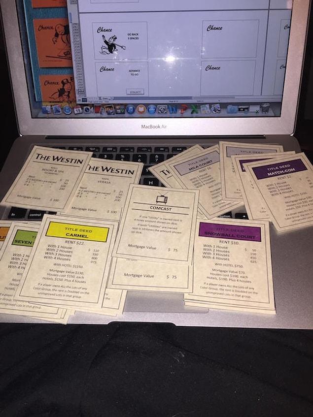 First, Justin used Excel to design his own property cards…