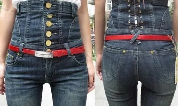 15. Заниженные джинсы с имитацией корсета