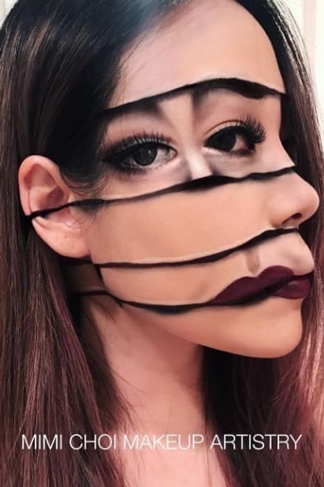 Mimi Choi is a super talented makeup artist who likes to push the envelope with her optical-illusion makeup.