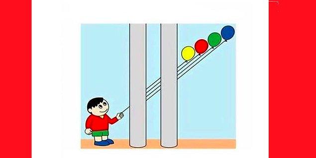 2. Bu çocuk hangi renkli balonu tutuyor?