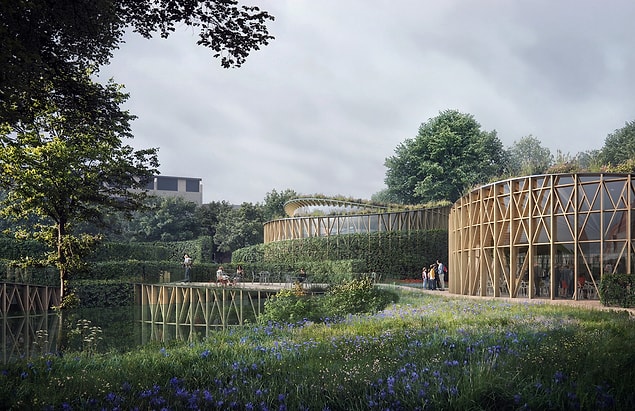Mimar Kengo Kuma, farklı tasarımlarında da görüldüğü üzere betonu olabildiğince az kullanması ile tanınıyor.