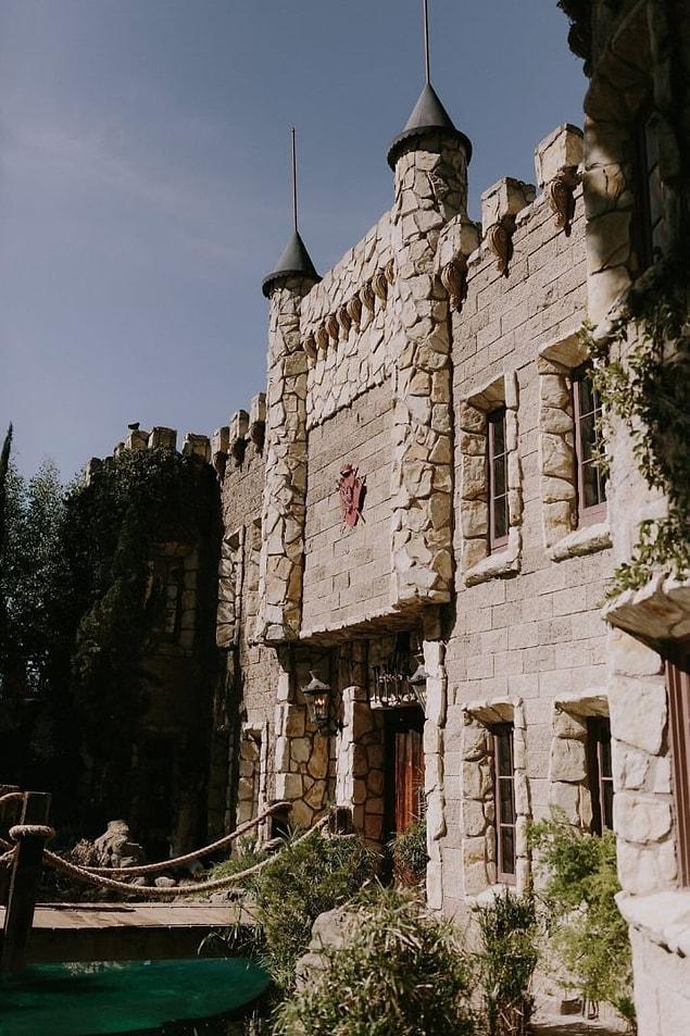 Their positively Hogwarts-esque wedding venue, Hollywood Castle in Los Angeles.
