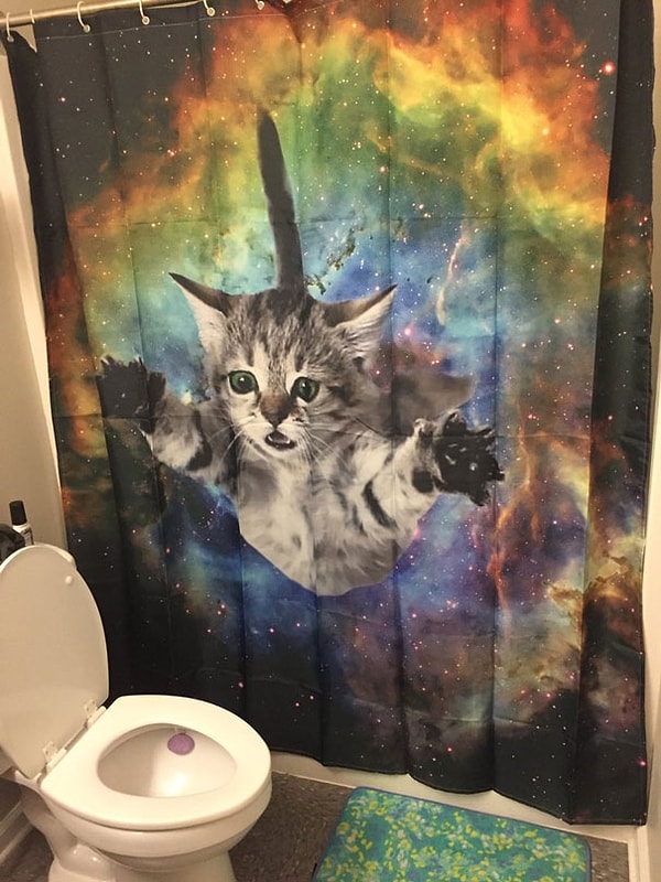 1. "Как вам эти занавески для ванны?"