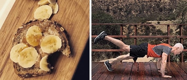 6. Тост с миндальным маслом, медом и бананом