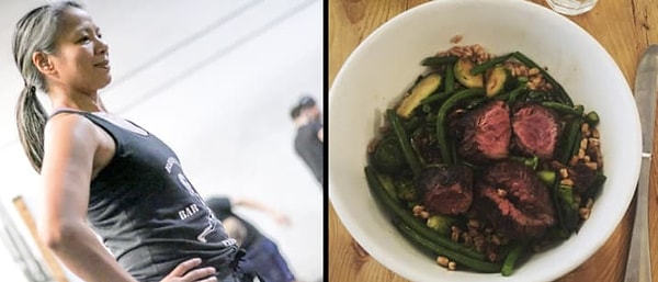 10. Салат из стейка, фарро и тушеных овощей