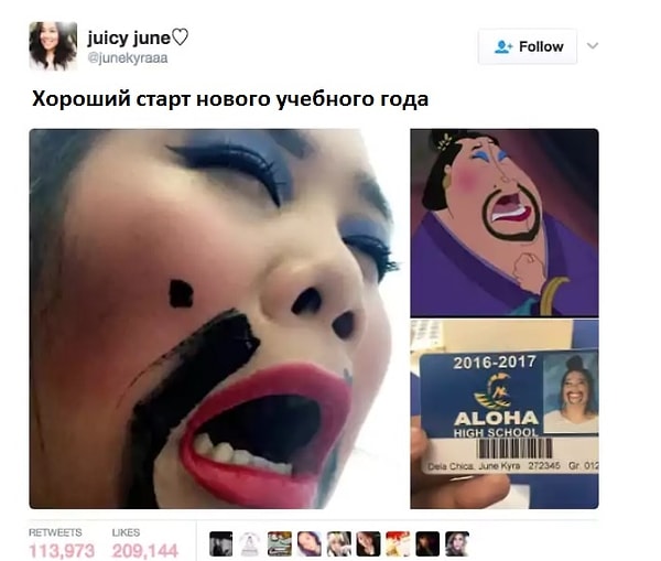 1. Зато ее точно все запомнят. У девушки явно хорошее чувство юмора, и она фанатеет от "Мулан"