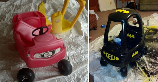 6. Он превратил обычную машинку для детей в крутой бэтмобиль.