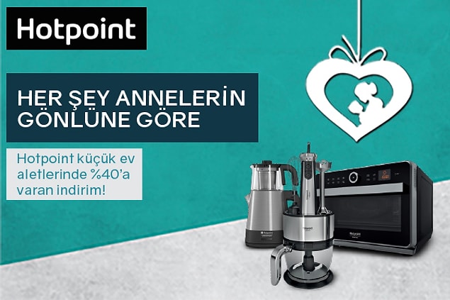 Hotpoint’te 1 Mayıs- 14 Mayıs tarihleri arasında annenizin mutfaktaki en büyük yardımcısı, küçük ev aletlerinde %25 indirim fırsatını kaçırmayın. Tüm annelerin Anneler Günü kutlu olsun!