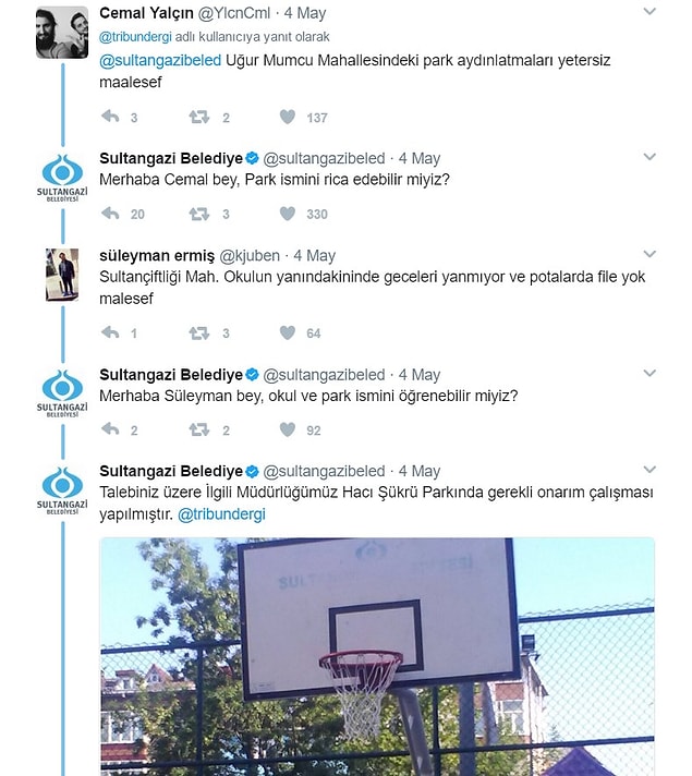 Sporseverler, bulundukları belediyeyi etiketleyerek taleplerini dile getirdi.