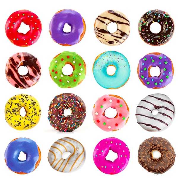 1. Постарайтесь запомнить точное расположение всех пончиков на картинке