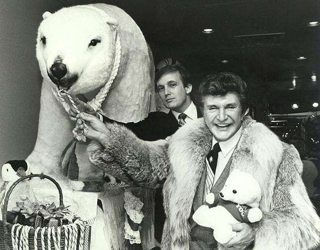 1. Donald Trump getting comfy with Liberace and his "pet" polar bear, circa 1990.