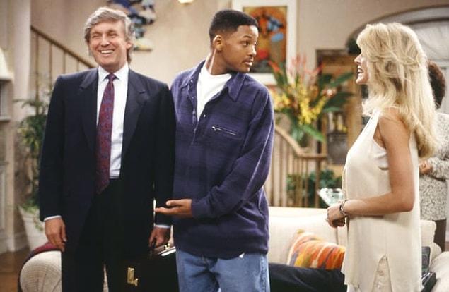 16. Trump casually walking onto the 1994 set of The Fresh Prince of Bel-Air.