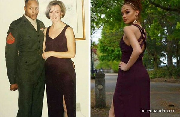 2. "Моя дочь была разочарована платьем, которое она заказала в Интернете, поэтому она решила идти в этом фиолетовом платье с моего выпускного"