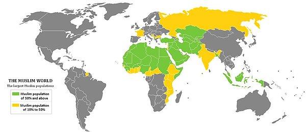 7. Müslüman nüfusunun ülkelerdeki oranları