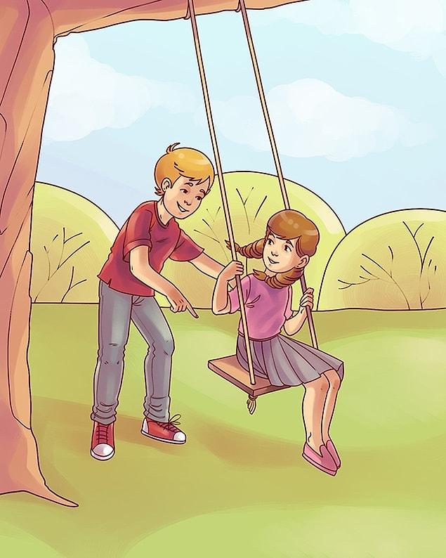 5. Children on a swing.