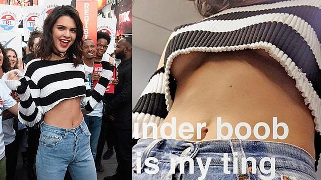 1. We've seen Kendall Jenner braless several times but she also rocks underboob.