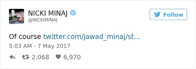 Nicki'nin cevabı "Tabi ki!" oldu.
