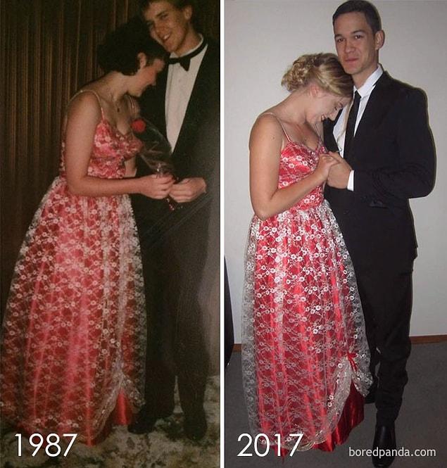 10. She wore the dress that her mom made in 1987 when she was 17.