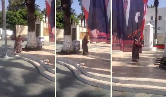 Gördüğü Atatürk Bayrağının Önünde Dua Okuyarak Öpüp Koklayan Yüreği Güzel Teyze