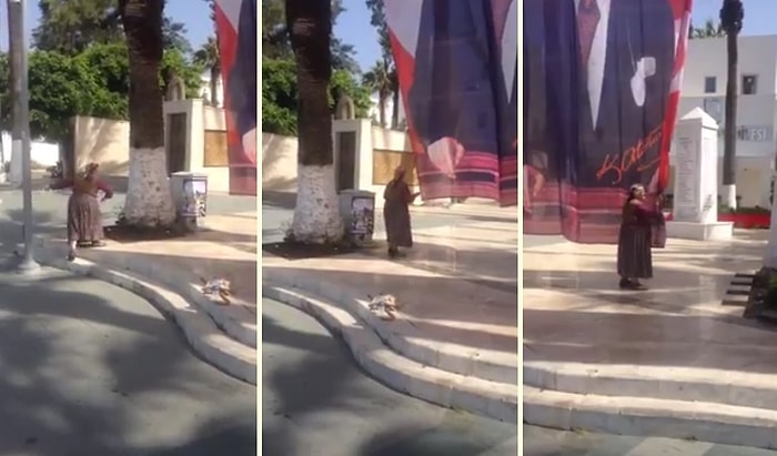 Gördüğü Atatürk Bayrağının Önünde Dua Okuyarak Öpüp Koklayan Yüreği Güzel Teyze