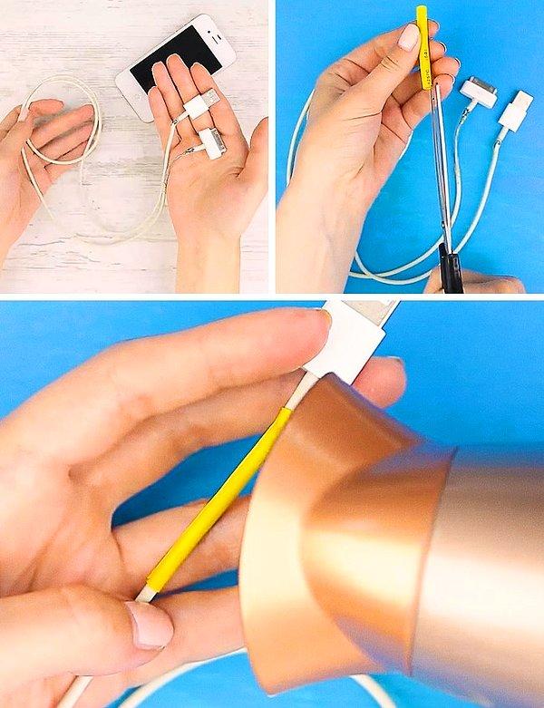 9. Aşınmış kablolar için kullanabikeceğiniz makaron denilen bir plastik kılıf olduğunu unutmayın!